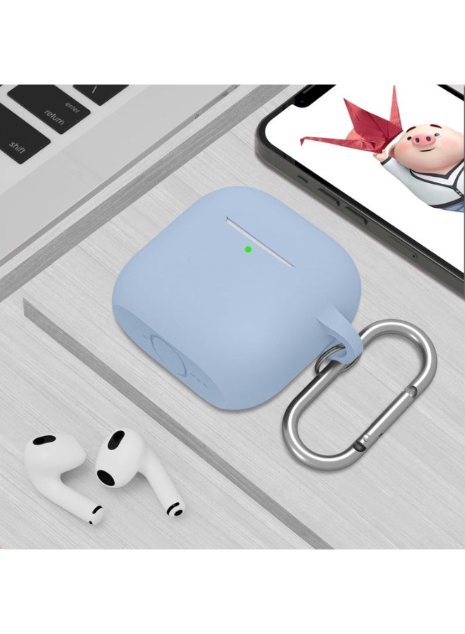QIRG غطاء واقي سيليكون لسماعات AirPods 4 / AirPods 4 ANC مع سلسلة مفاتيح (أزرق سماوي) - Image 2